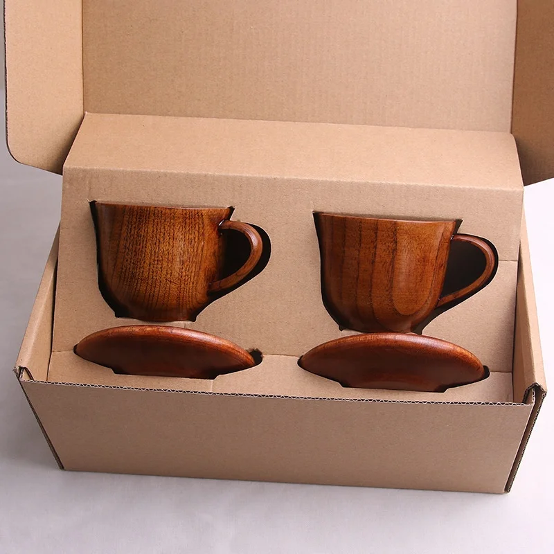 

Amazon Jujube Wood Coffee Cups Mug Gift Set of 3 Milk Cup Wooden Tableware Tea Cup