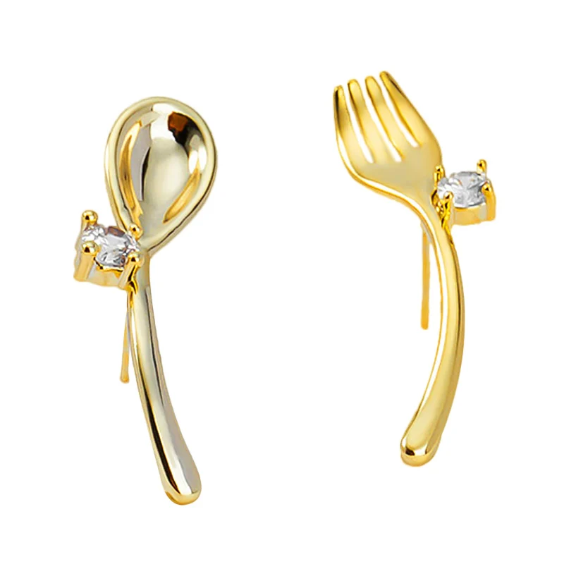 

Charare New simple creative spoon and fork earrings