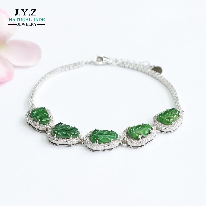 

S925 Silver Inlay Ice-Like Jade Emperor Green Leaves Bracelet Bracelet Jewelry Live Delivery 2042803