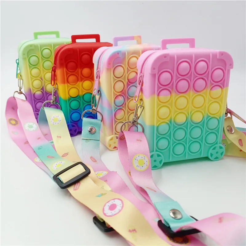 

Amiqi Hot Sales Chain Bag Silicone Fashion Kids Girl Pop it Bag for Coins