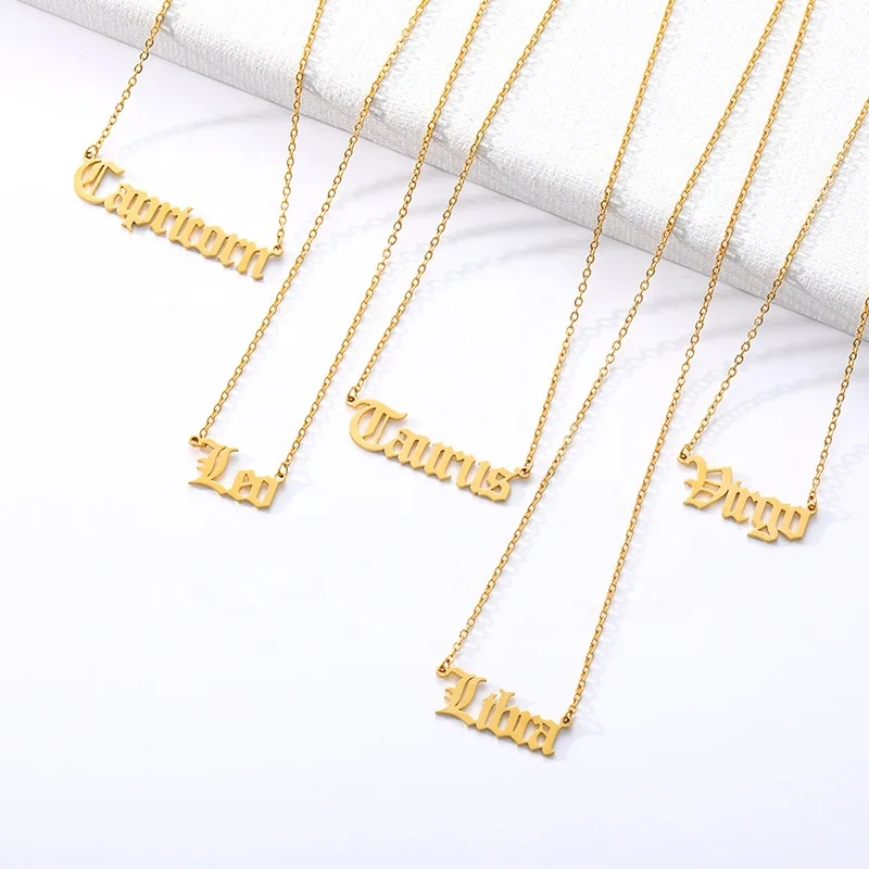 

Dina Wholesale Custom Gold Plated 12 Zodiac Astrology Horoscope Stainless Steel Jewelry Necklace Women For Gifts, Gold,silver, rose gold