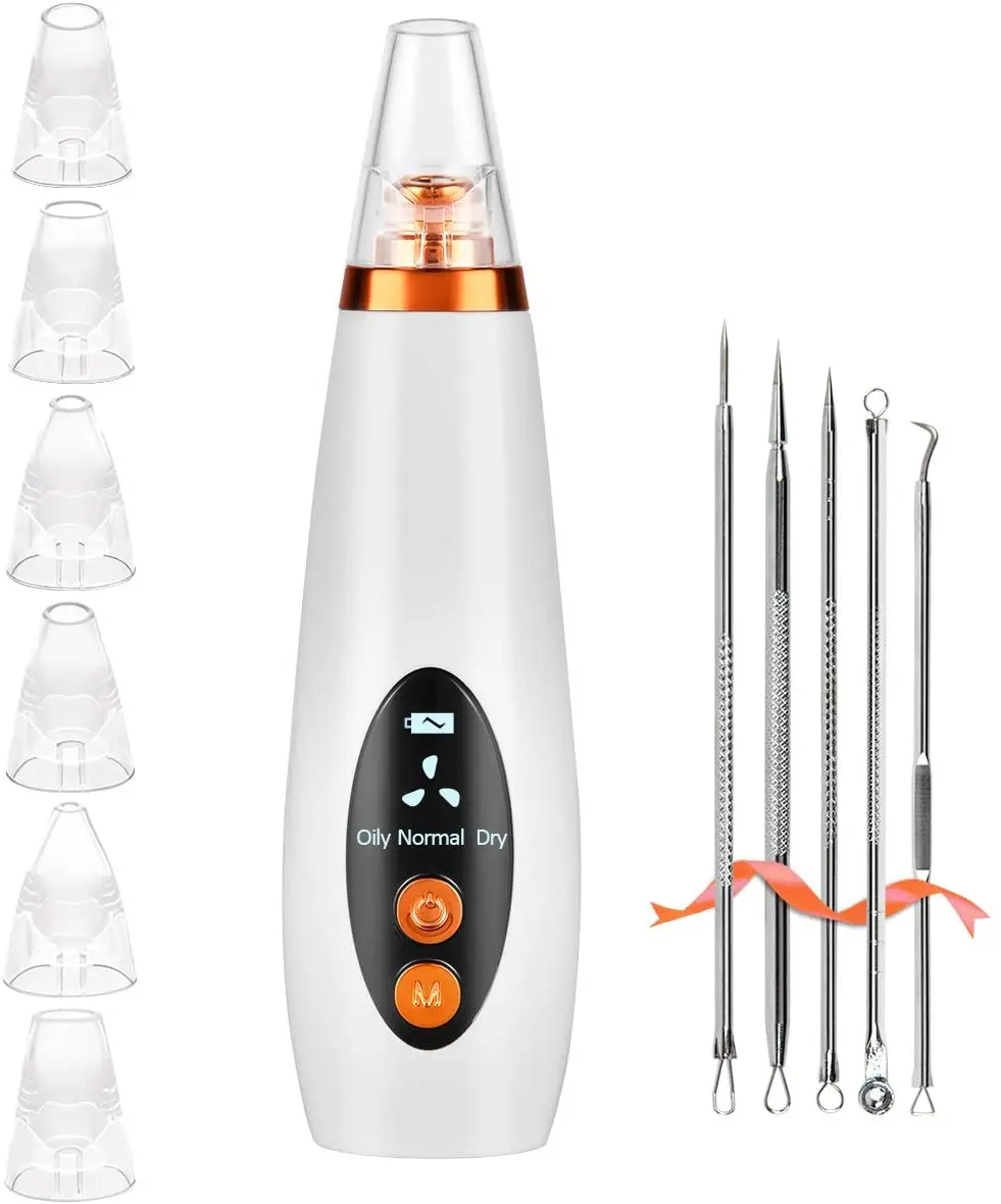 

Electronic facial pore cleaner black head treatment suction tools tool set removal kit device extractor de acne, White