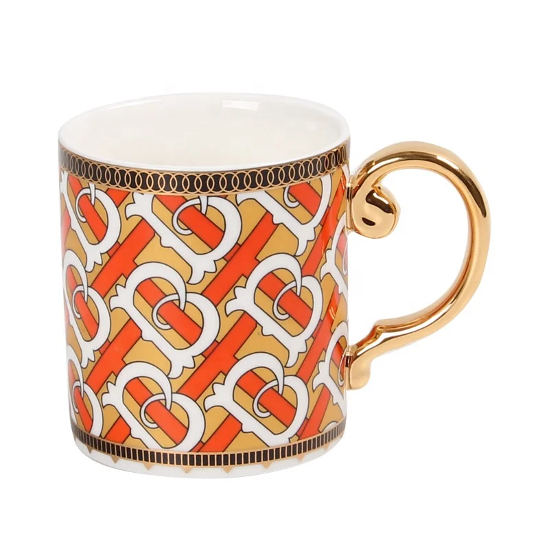 

British Light Luxury Gold Mug Coffee Cup And Saucer Afternoon Tea Set For Couples Custom Coffee Mugs