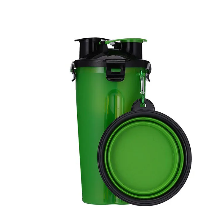 

Outdoor travel 2 in 1 pet dog drinking water bottle with food bowl