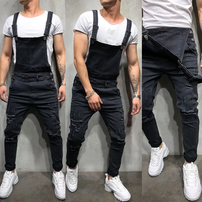 

Men's biker jeans overalls pants slim long jeans male overall stretch Europe new style USA denim jeans ripped jumpsuit for man, Customized color