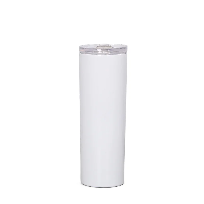 

Wholesale Stainless Steel White Blank 20 Oz Skinny Tumblers for Sublimation Straight Sided with Lid, Customized colors acceptable