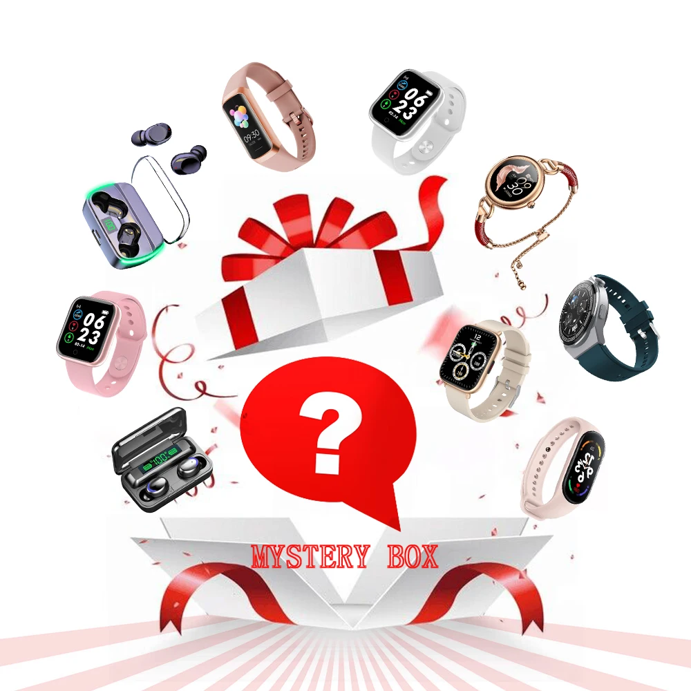 

2023 Hot Selling Smartwatch Mystery Box Lucky BOX 100% Open Earphone & Earbud Smart Watch for Market Top Sell