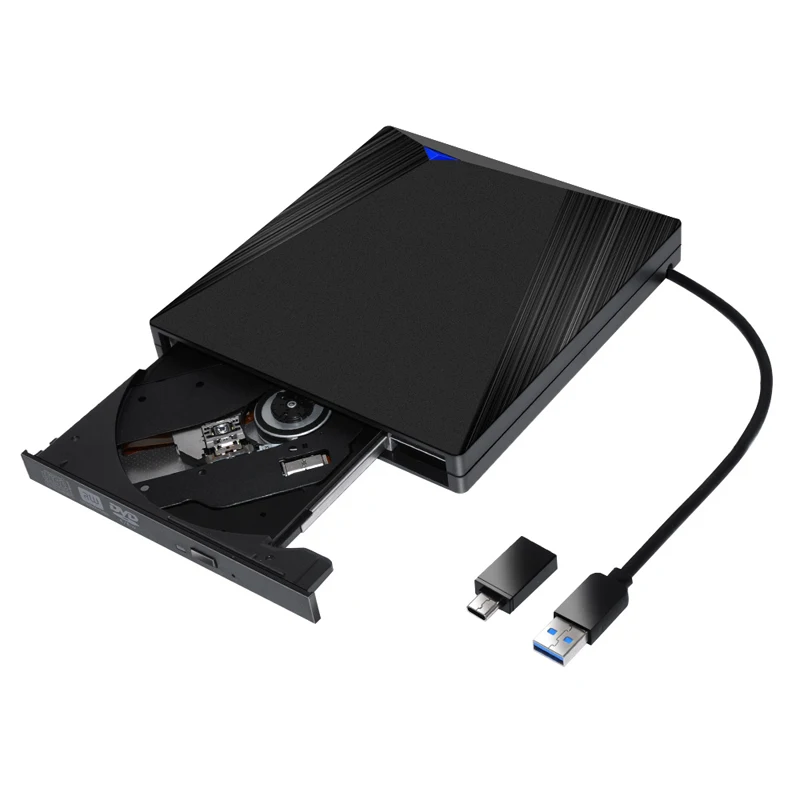 

2021 New External DVD Drive USB 3.0 Type-C CD/DVD RW Burner Writer Recorder For Laptop, Black