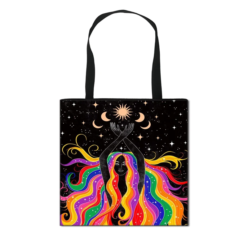 

Wholesale Psychedelic art Totes Bag fashion Women Handbag Ladies Canvas Travel Shoulder Bag Portable Shopping Bags, Customizable