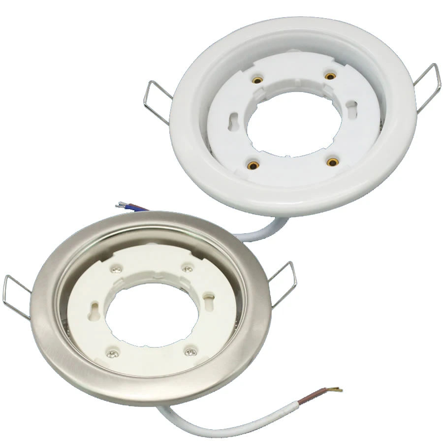 GX53 Lamp fixture With 10cm Wire Circular Iron White Silvery Body GX53 Lamp Holder For GX53 Led Light