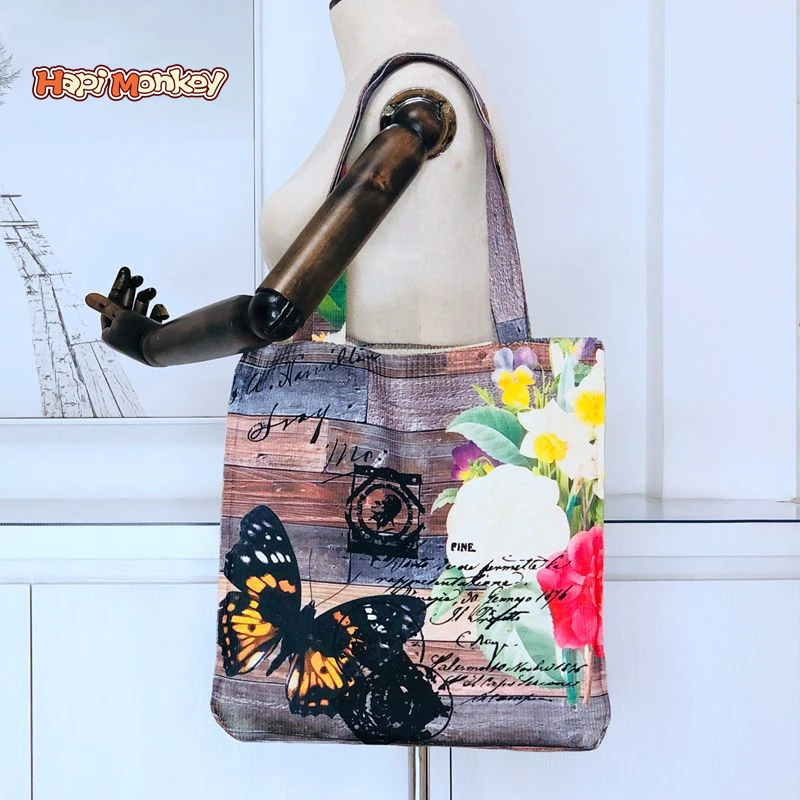 

HapiMonkey Printed Bag Folding Shopping Bag Eco-friendly Small Take Away Carrier Packaging Tote Bag