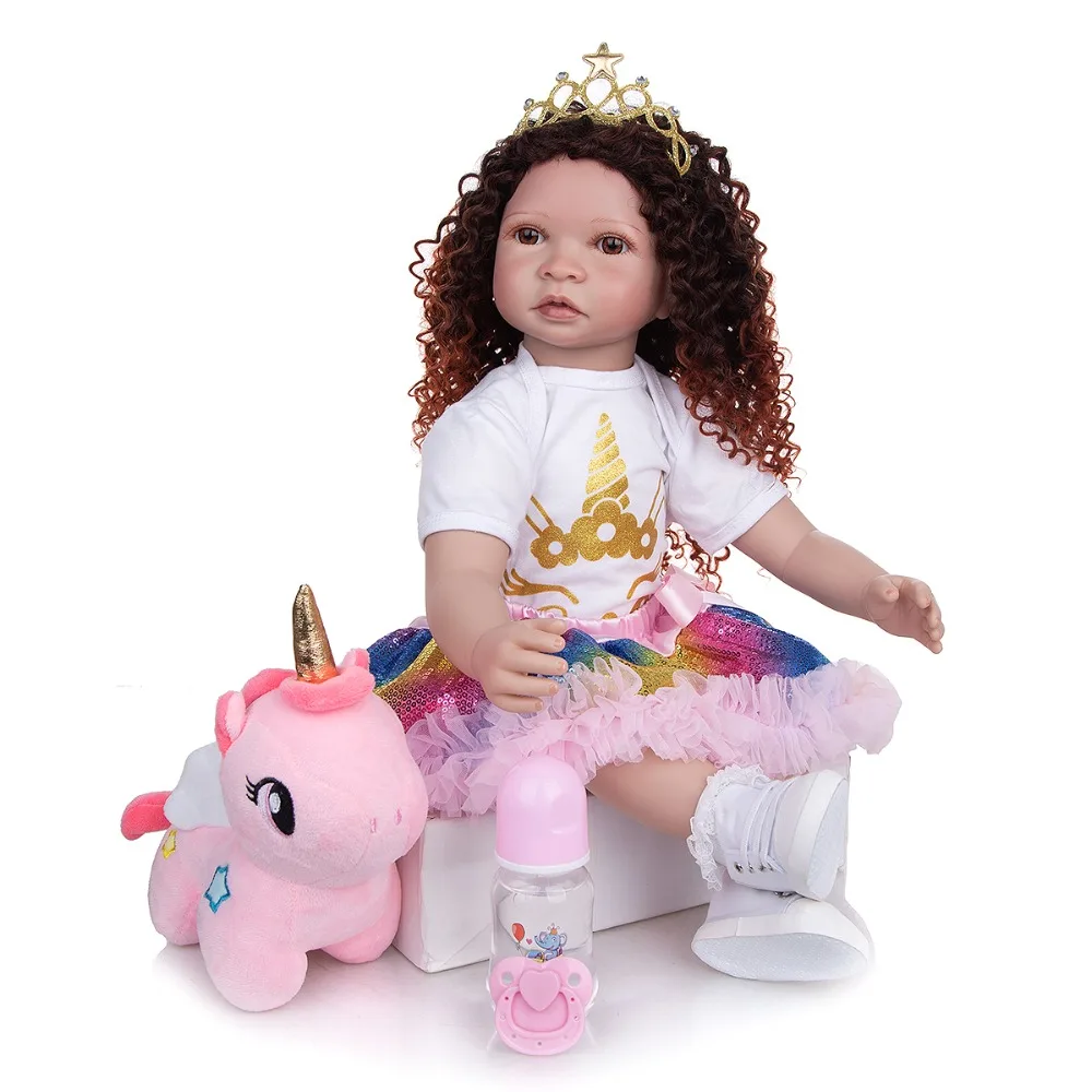

New Face KEIUMI Reborn African Baby Doll Toys 60 CM Soft Silicone Newborn Toddler Bebe Toys Doll Birthday XMAS Gift For Child