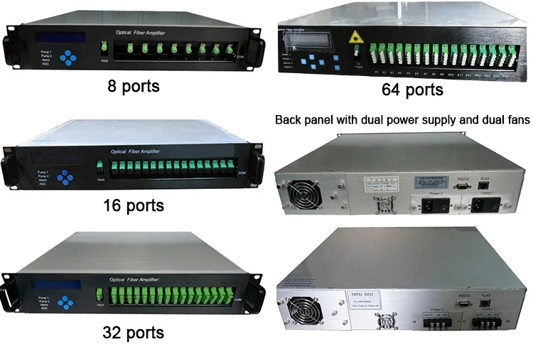 High quality 1550nm EDFA 16  ports optical amplifier with WDM