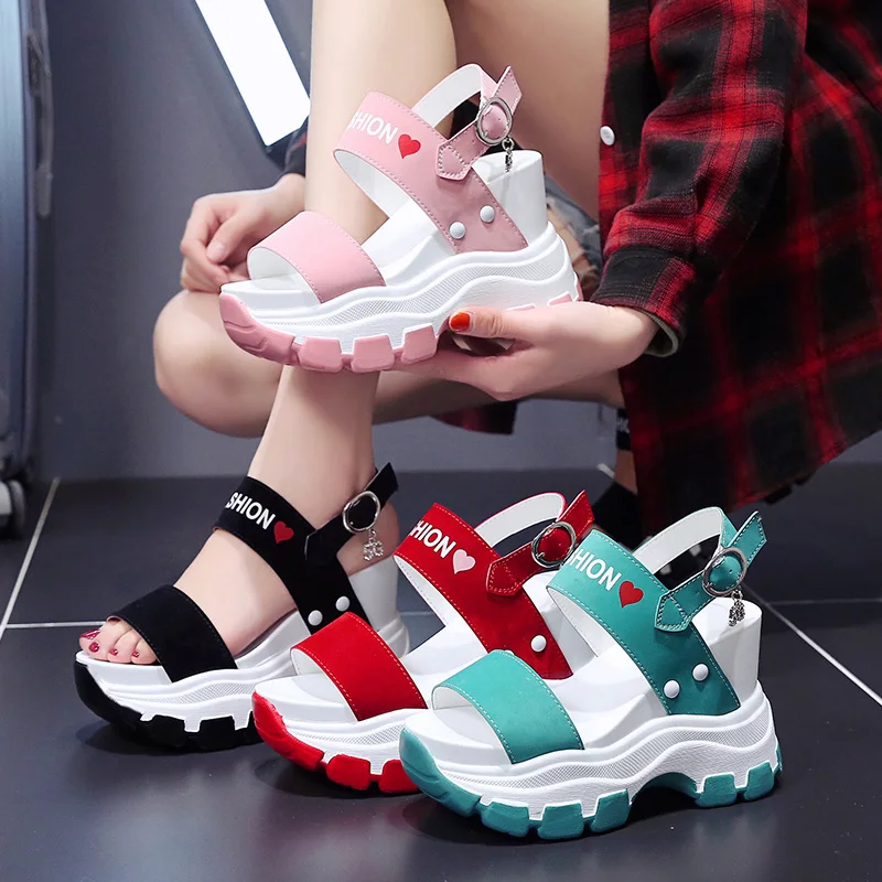 

Platform Sandals Women 2022 New Summer Chunky High Heels Female Wedges Shoes for Women Fish Toe Red Sandalia Feminina