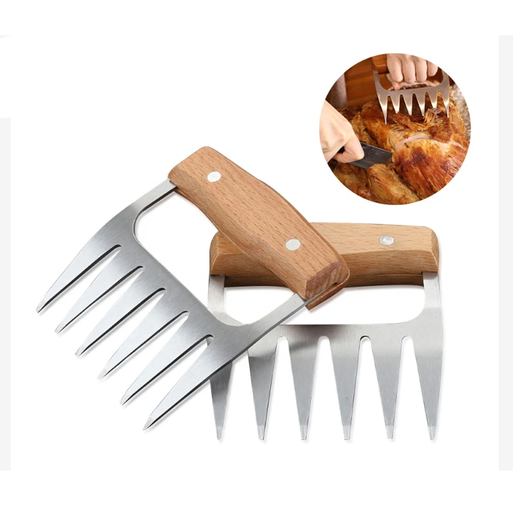 

Best Selling Easy Shredding Pulling Handling Lifting Cutting Forks BBQ Claws Pulled Pork Shredder Metal Meat Shredding SS Claws