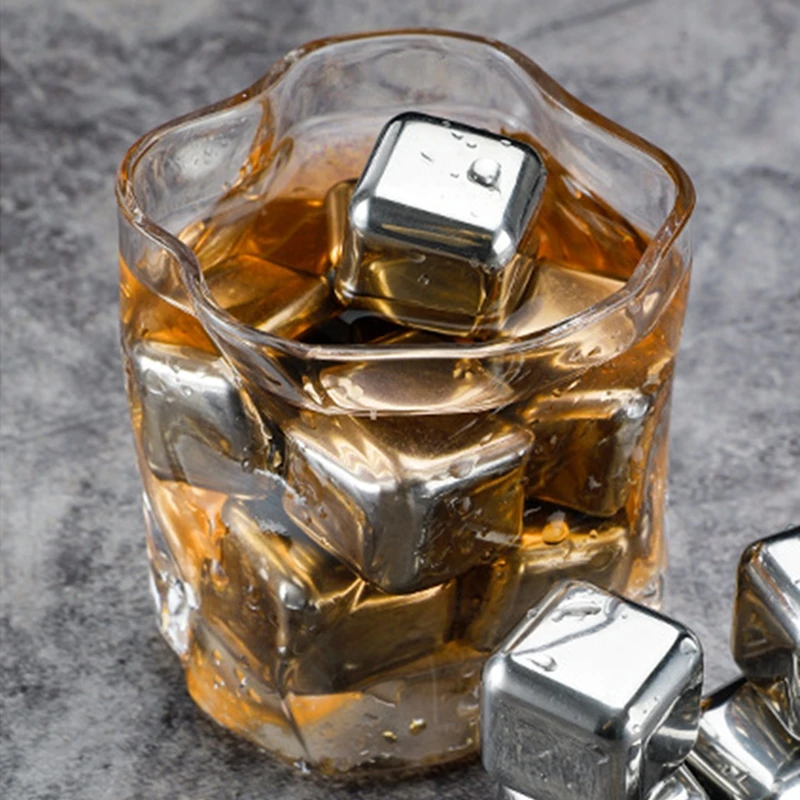 

Whiskey Stones Ice Cubes Set Reusable Food Grade Stainless Steel Wine Cooling Cube Chilling Rock Party Bar Tool With Clip