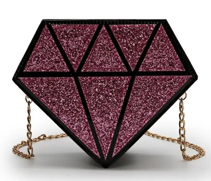 

Ladies PU Leather Geometric Shiny Glitter Diamond Crossbody Shoulder Bags for Women Purses Handbags Travel Bag, Silver golden dark brown blue rose red