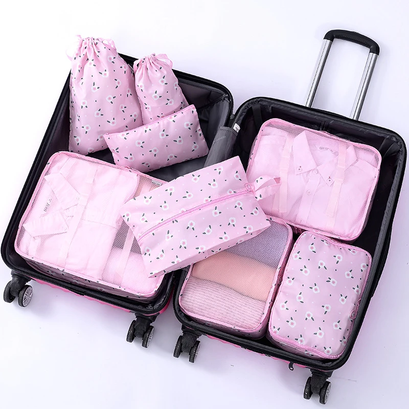 

High quality travel bag waterproof storage 8pc set of luggage clothing makeup storage bag Travel Organizer Cubes Set