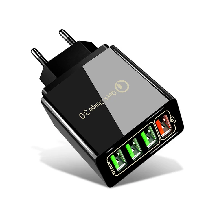 

New 4 Port Fast Quick Charge 3.0 USB Hub Wall Charger Adapter EU Plug, Black, white