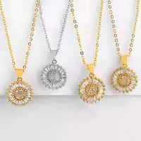 

wholesale zircon letter 18k gold plated necklace women