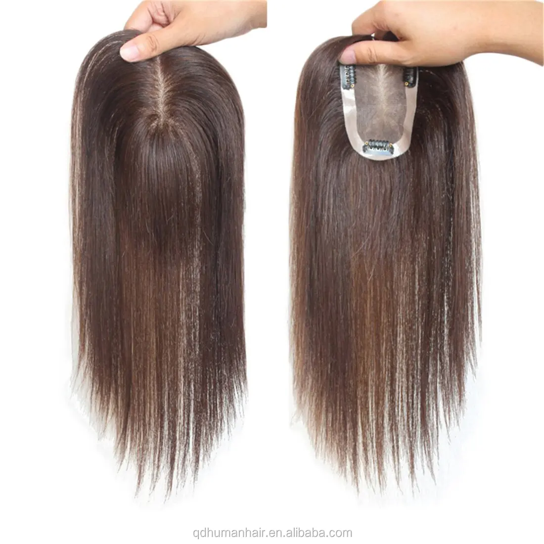 

Human hair toupee for women virgin european human hair toppers natural color silk base hair topper