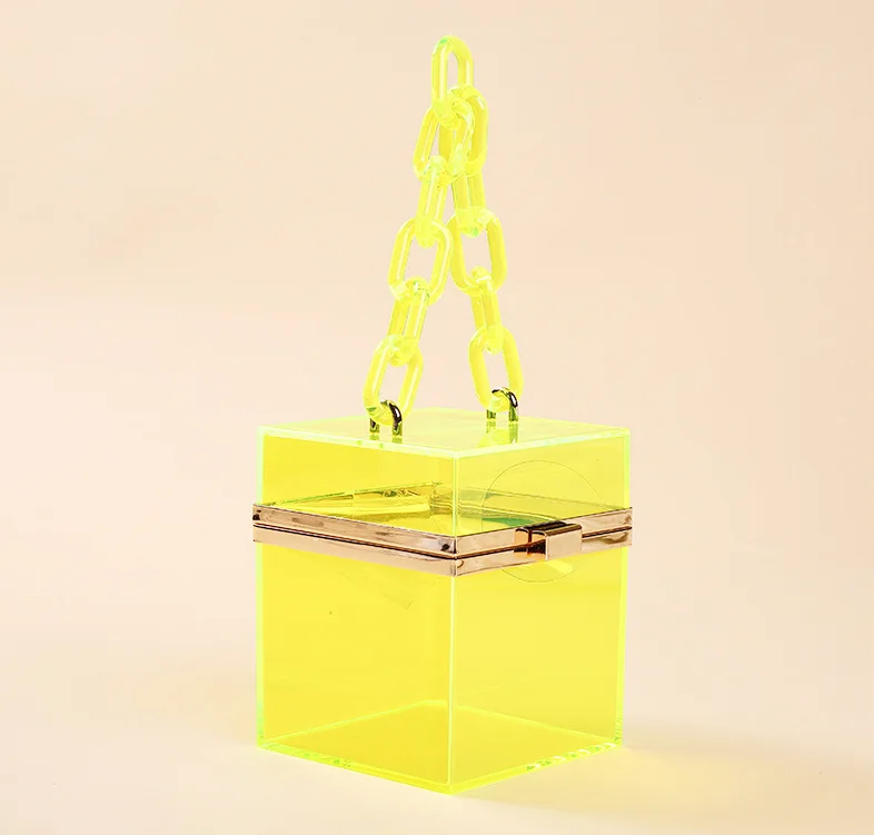 

GW New acrylic clutch bag transparent mini candy color acrylic bag