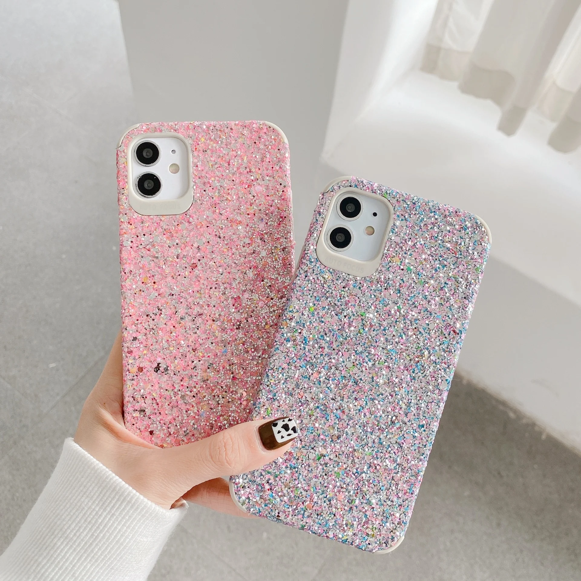 

2021 new beautiful and fashionable glitter patch skin anti-drop suitable for iPhone x xs xr 11 Pro max mobile phone case, 4 colors