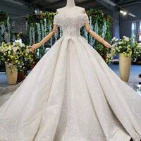 

Jancember AHTL865 2020 luxury long trail cap sleeve crystal beaded lace wedding dress