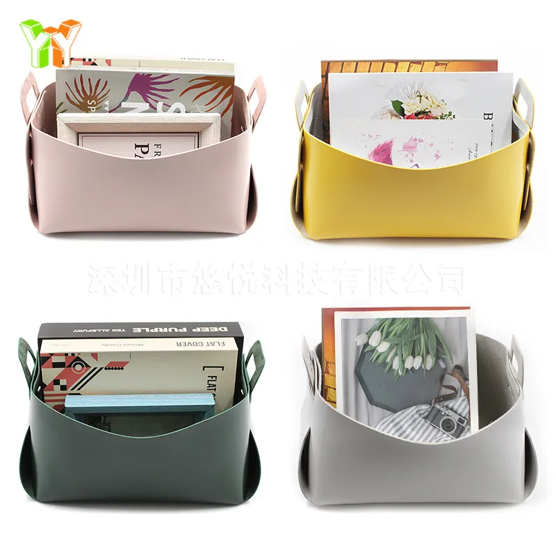

Factory fashion hanging leather pu wicker storage basket handle