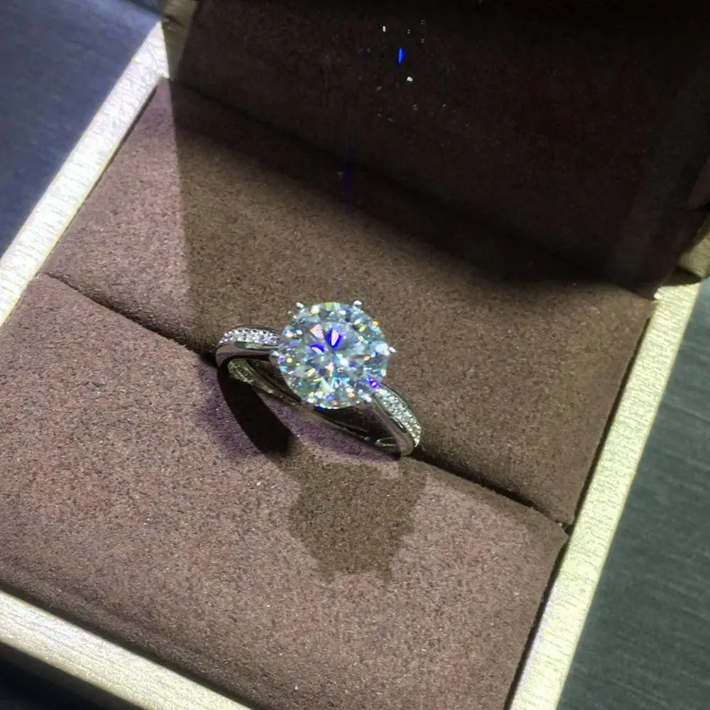 

3 Carat Diamond Test Past Brilliant Cut D Color Moissanite Ring Silver 925 Engagement Gemstone Rings for Women Luxury Jewelry