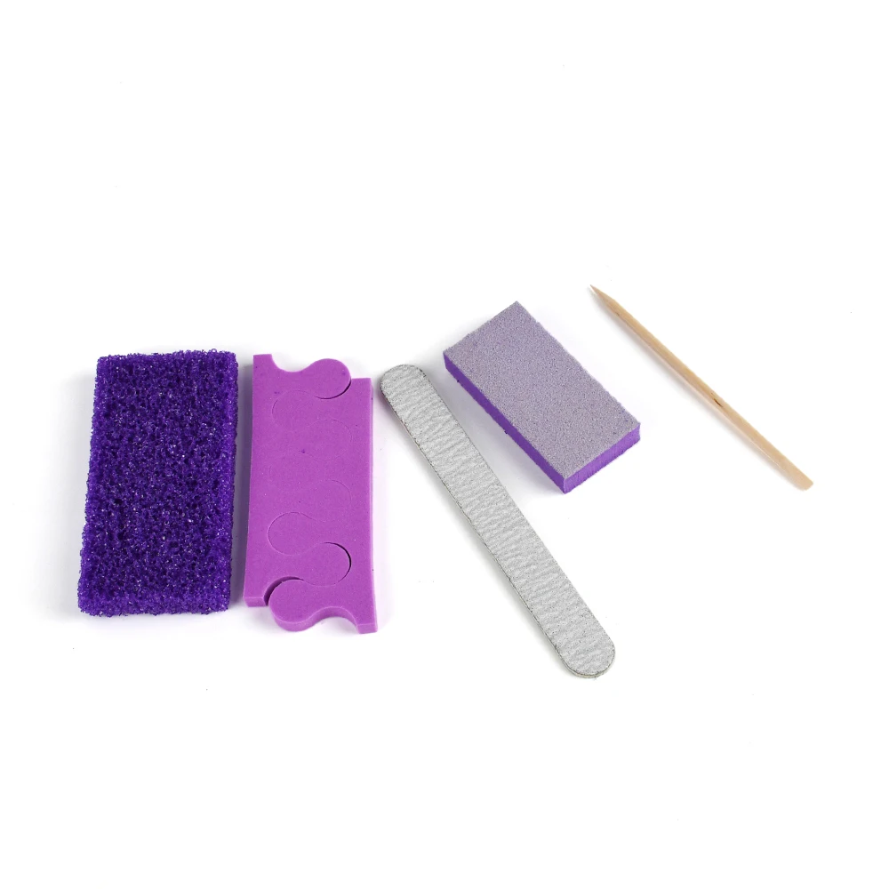

200Sets/Case Professional 5Pcs Beauty Set Disposable Manicure Pedicure Kit For Nail Beauty Salon, Yellow, purple