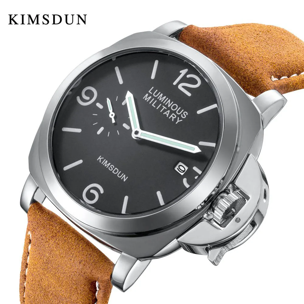 

KIMSDUN K-711D elegant Chinese boys quartz watch nice Genuine Leather band water resistant Luminous date display business watch