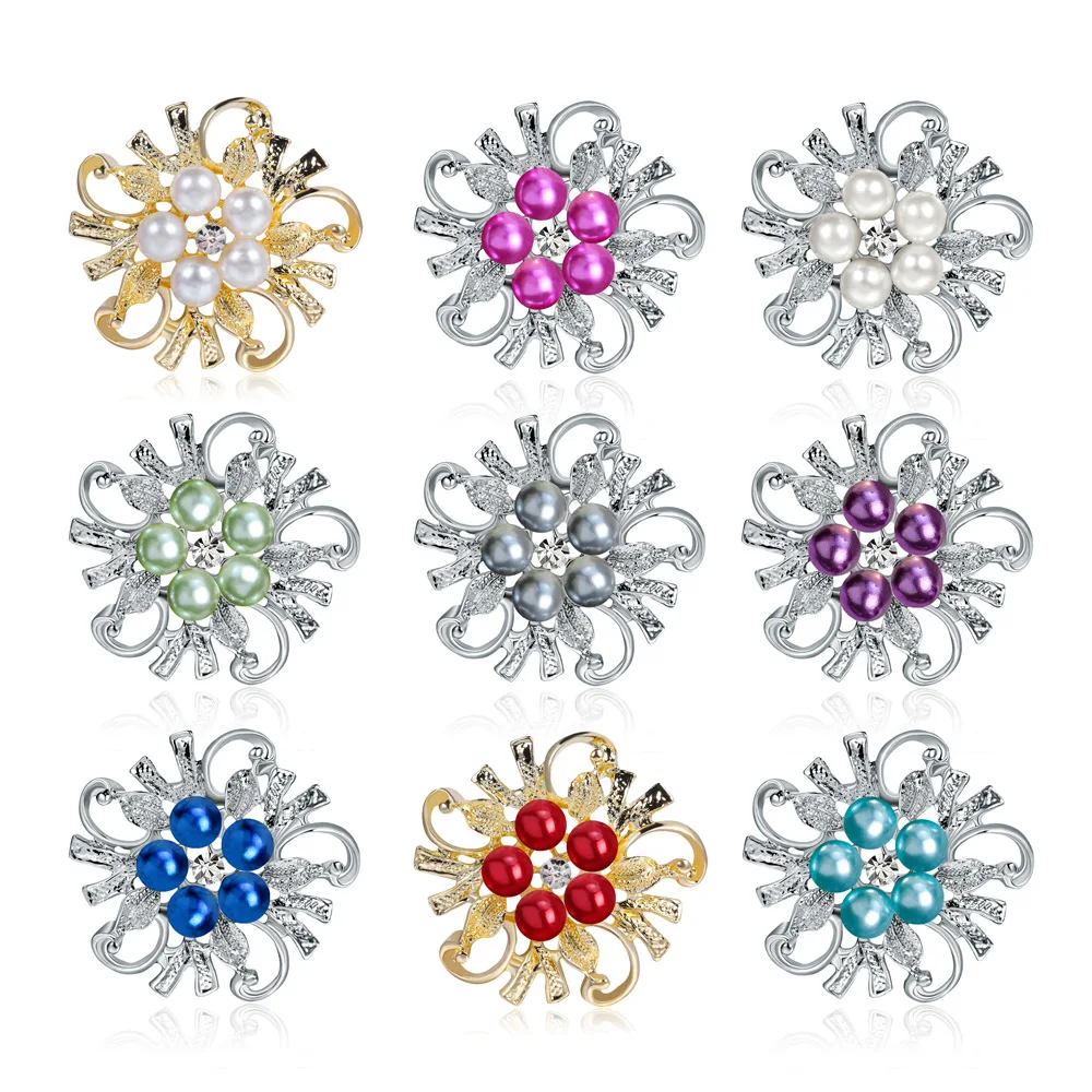 

Many Kinds Of Flower Rhinestone Brooch Pearl Rhinestone Acrylic Flower Pin Brooches For Women