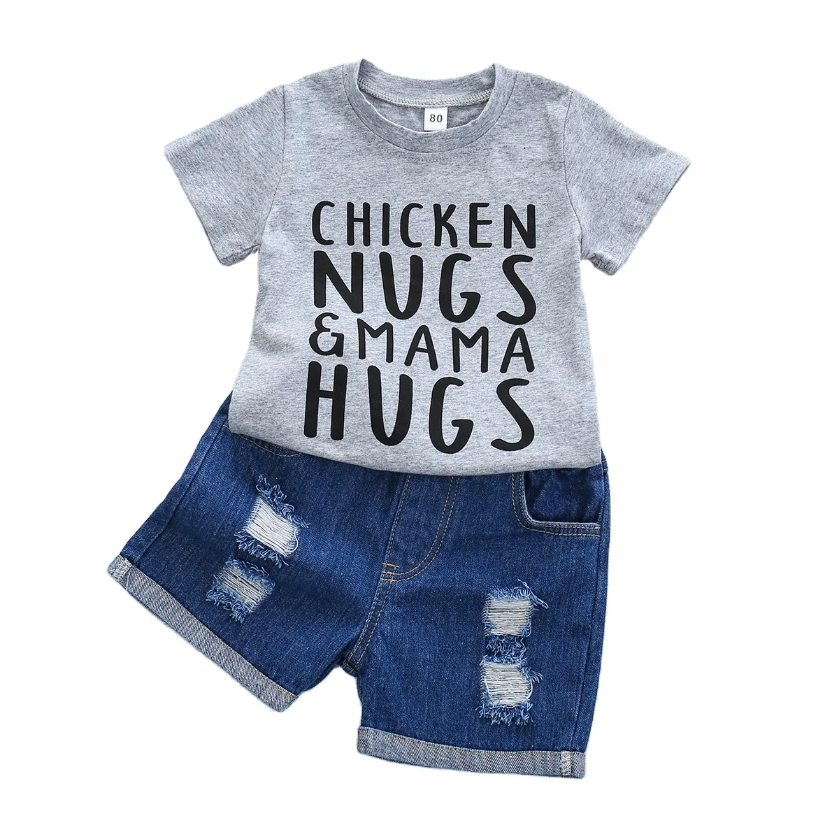 

Summer gray word casual letters short-sleeved T-shirt