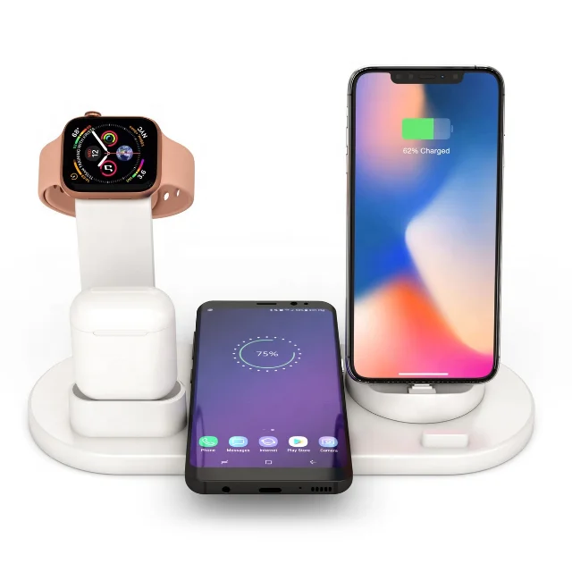 

Universal Phone Qi 10/15W charging stand station For Apple iphone samsung /Watch/Headset multi 4 in 1 wireless charger dock