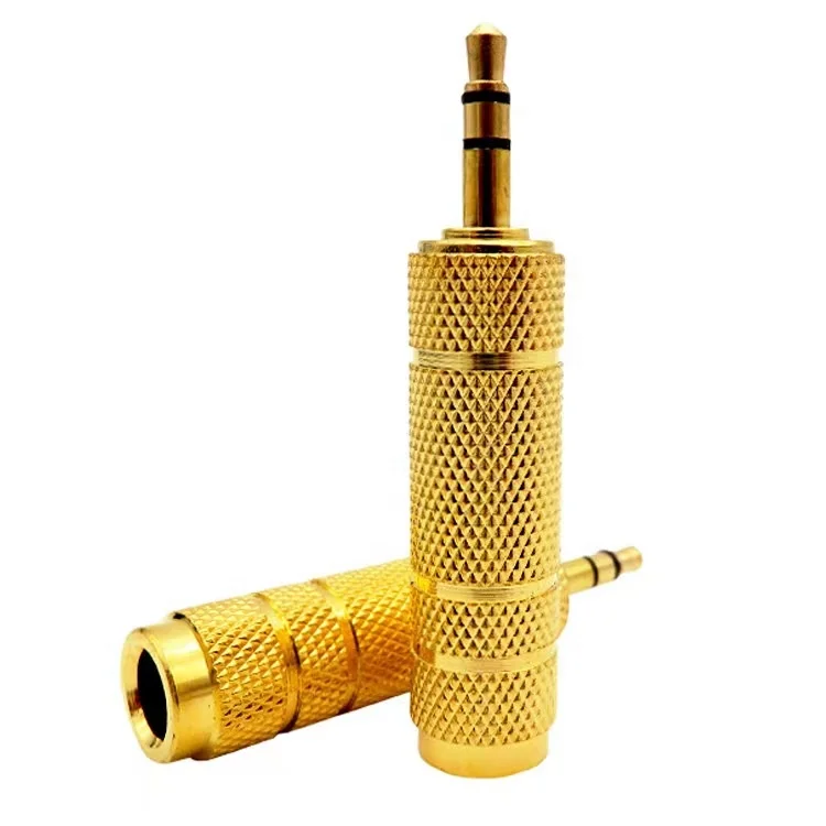 

3.5mm Gold Plating Stereo Male Plug to 6.5mm Female Socket 3 Pole Audio Adapter Connector For Microphone