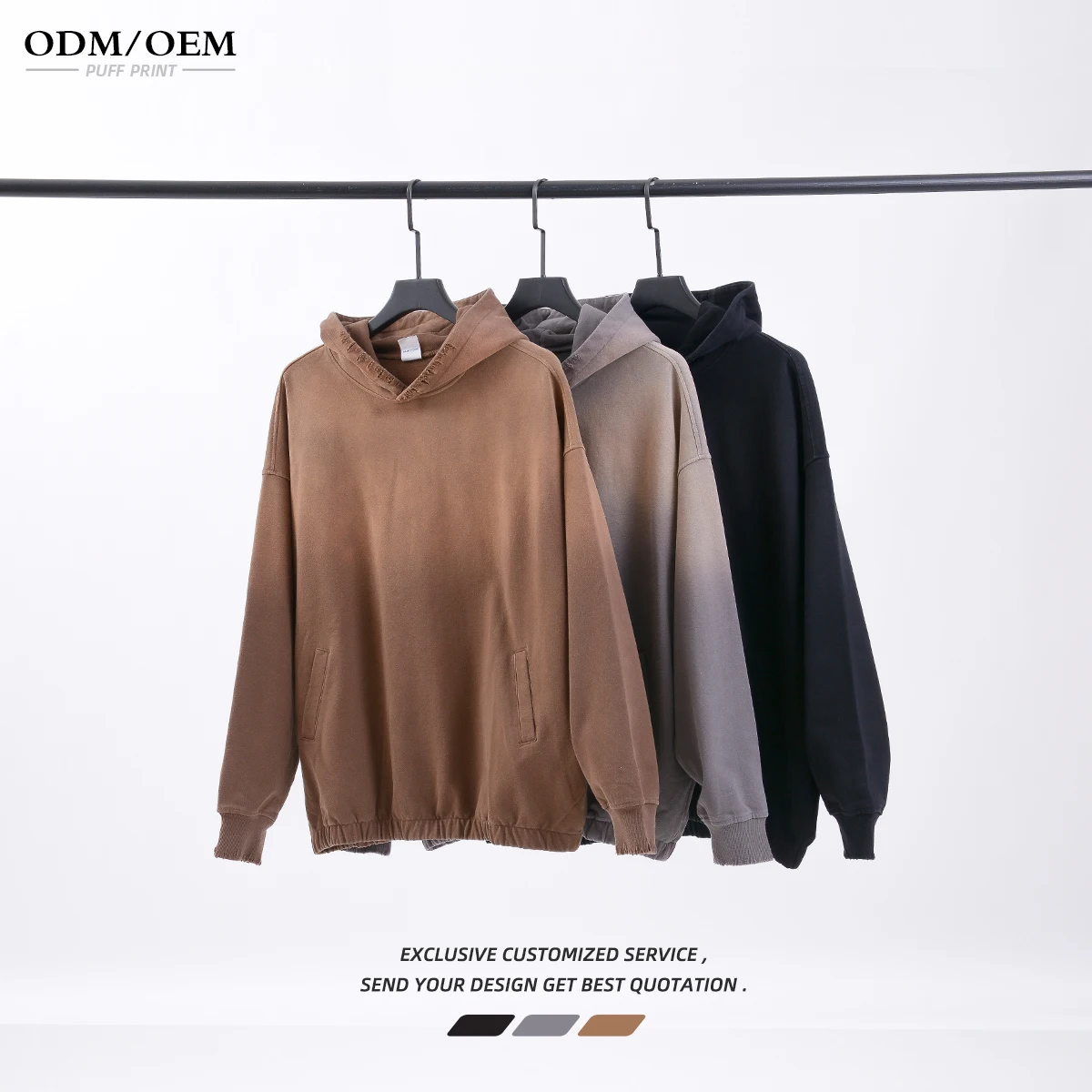 Washed Cotton French Terry Pullover Hoodie