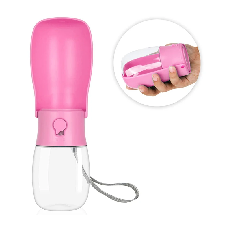 

Outdoor Walking Pets Water Dispenser 280ml Pet Travel Dog Water Bottle, White/pink/sky blue
