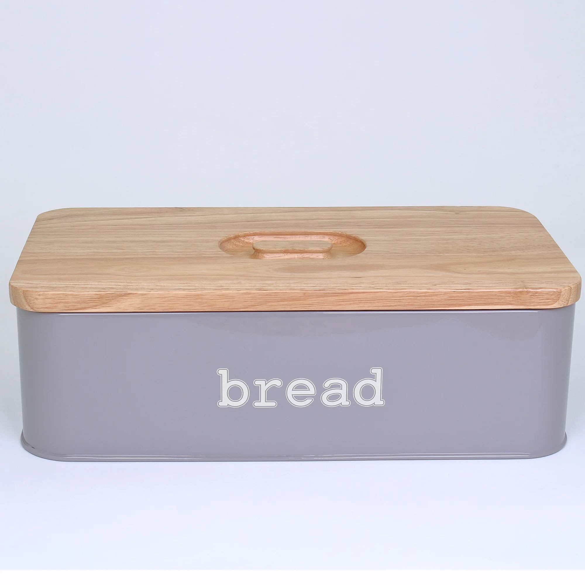 

Vintage Metal Kitchen Storage Tin Canister Bread box With Bamboo Lid