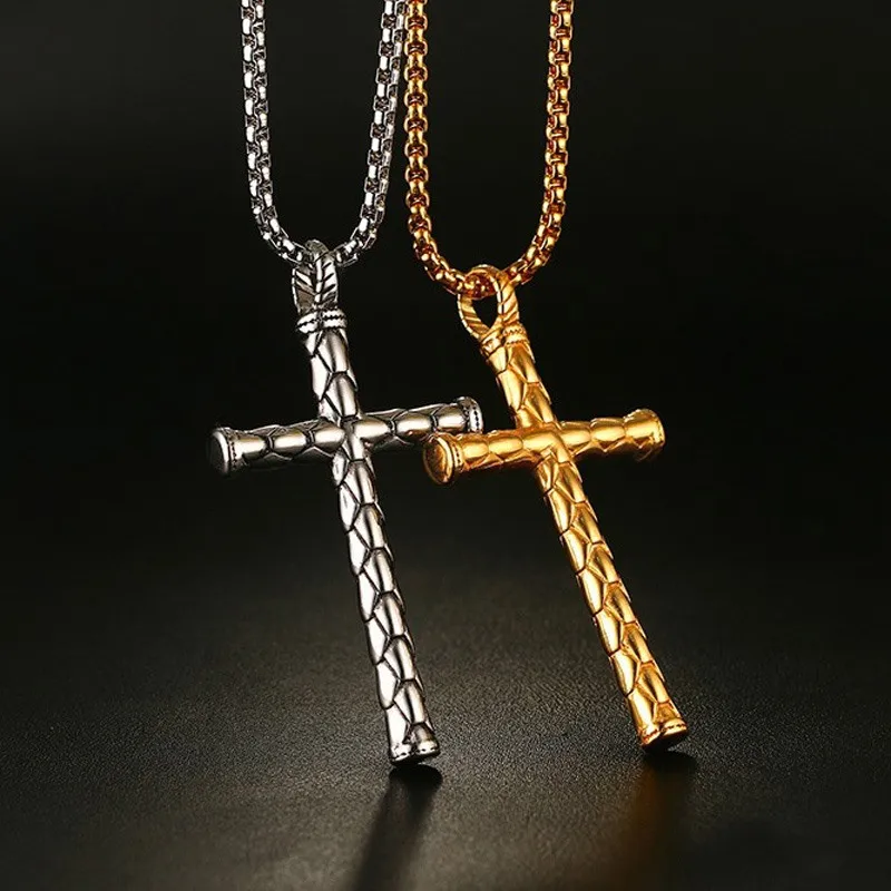 

Gothic rock religious plating cross stainless steel necklace pendant popular jewelry factory direct wholesale