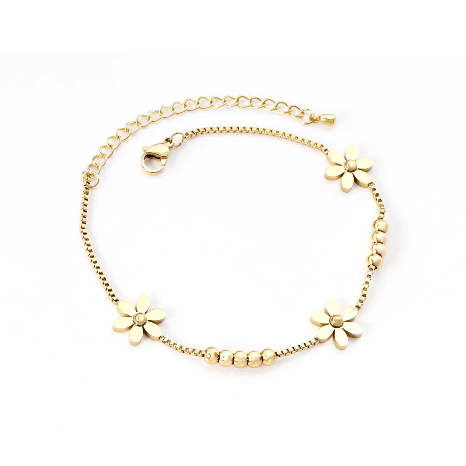 

Stainless Steel 18k Gold Plated Sun Flower Beading Smart Bracelets Women