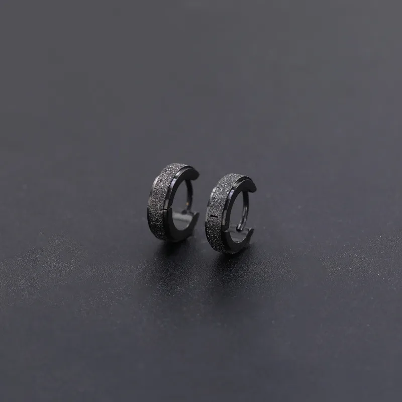 

stainless steel jewelry Titanium Steel frosted Fashion Earring findings For Men Jewelry Stainless steel earring Hoop Earrings, Black,stainless color,gold,gold with stainles color