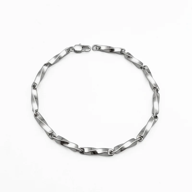 

Wholesale Thin Jewelry bracelets Melon Seed Silver Metal Chain Stainless Steel Bracelet for Man