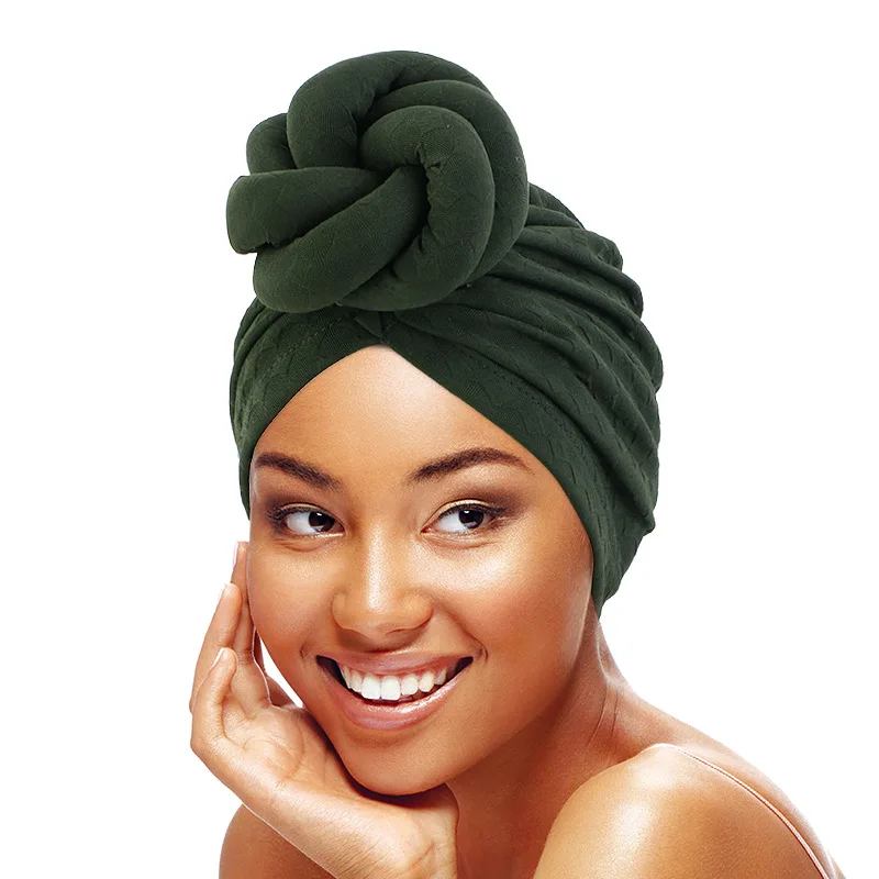 

Suppliers Wholesale Muslim Women Solid Color Knot Bonnet Turban Cap African Cancer Chemo Beanie Cap Headscarf Hat
