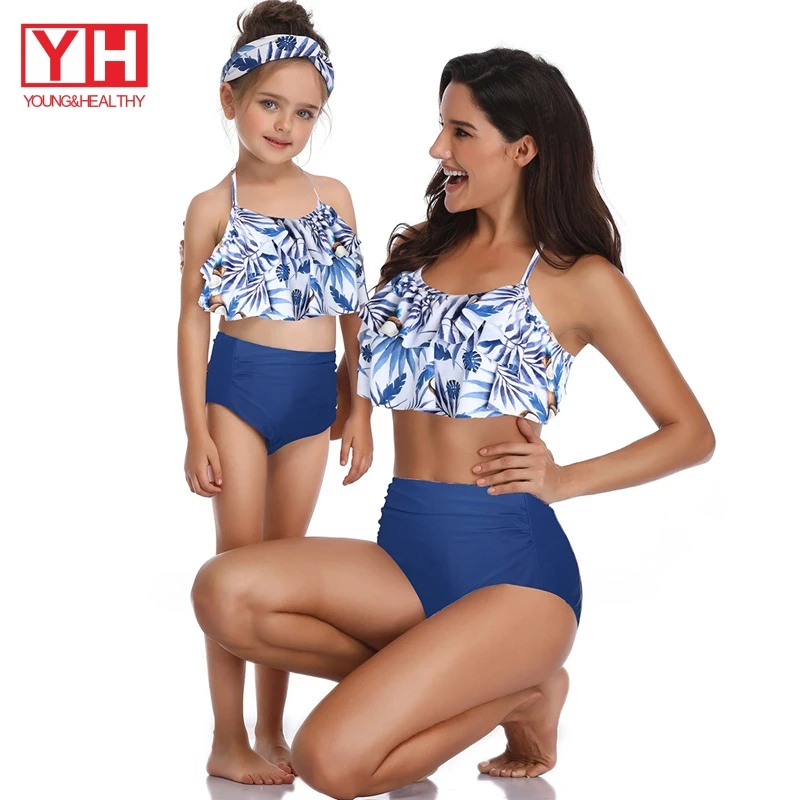 

Hot Selling Rts Wholesale Summer Newest Quick Dry Matching Family Swimwear Bikini Set For Kids And Women