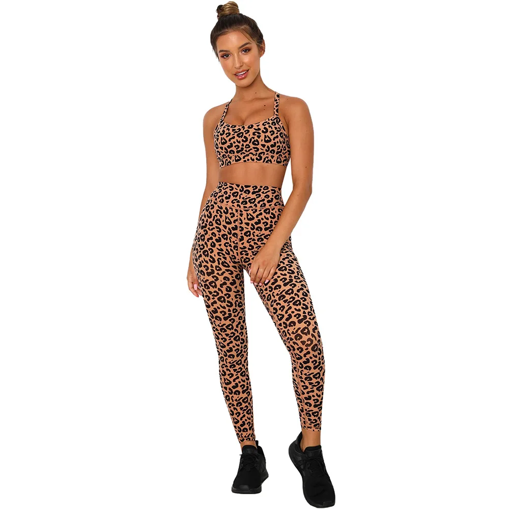 

Women's Yoga Set Wear Leopard Print Sportswear S-XL Bra And Pants Gym Fitness Leggings Workout Yoga Set