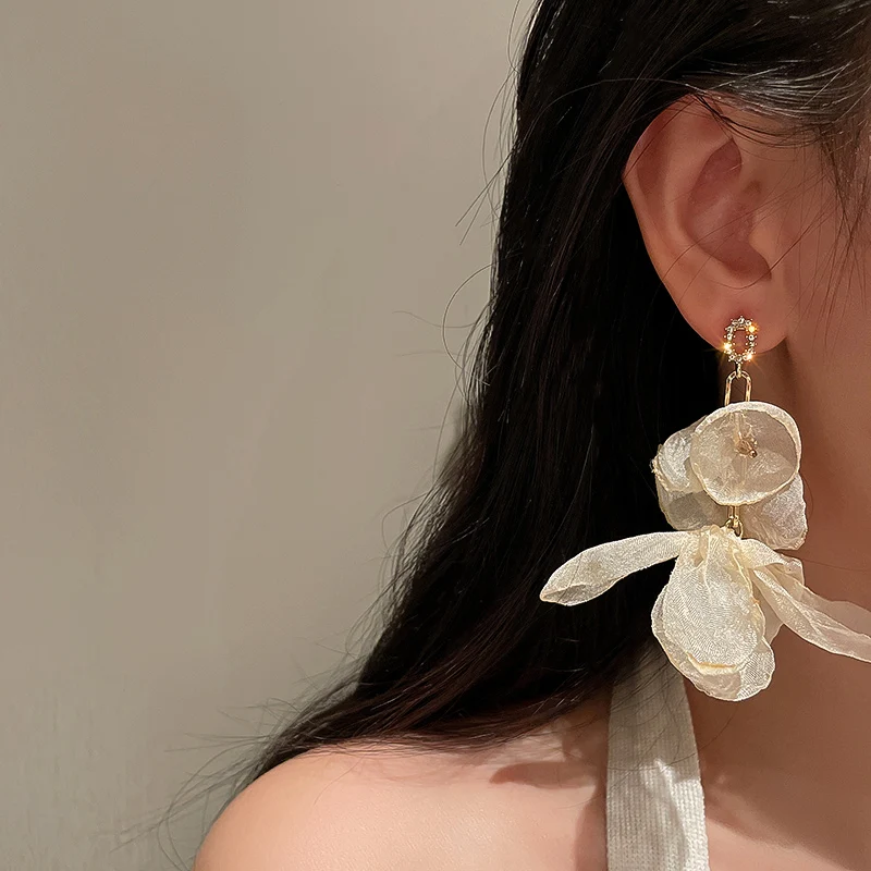 

black yellow white fancy lace earring fabric finding