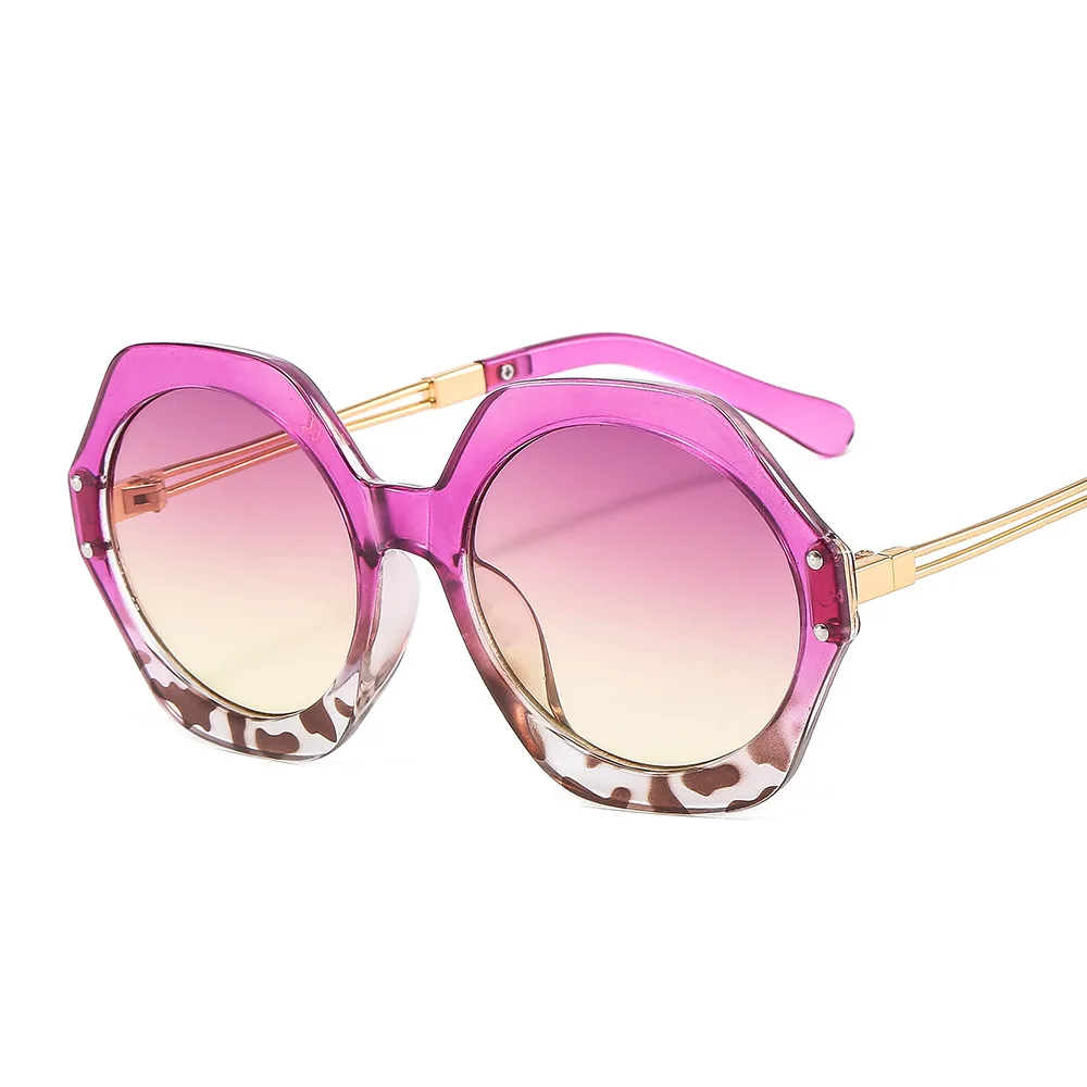 

2022 New arrival metal frame vintage women sunglasses multi colored personality polygonal sunglasses with mirror