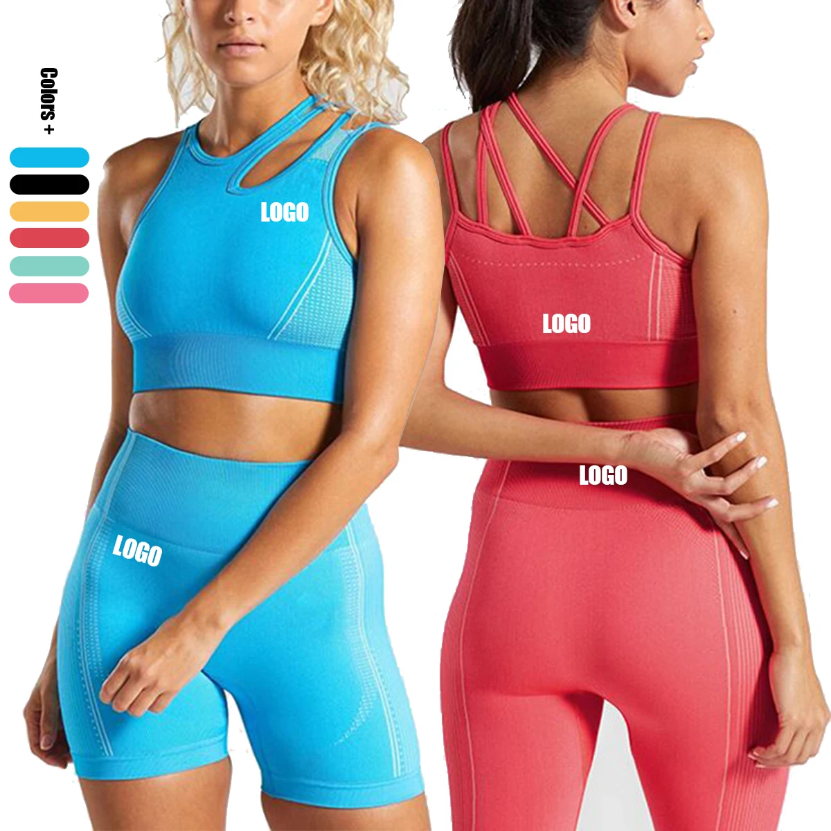 

New Breathable Women Workout Two Piece Set Women Clothing Yoga, Pink,red, green,customized color