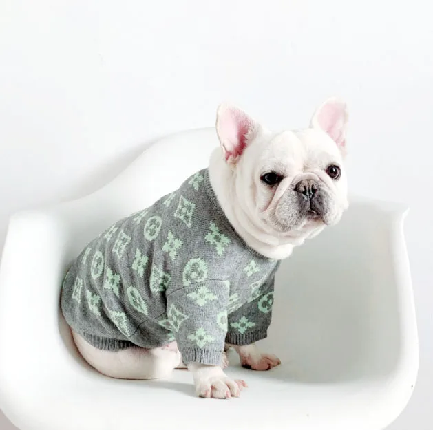 

Soft Designers Spring/Winter Puppy Clothes Knitted Pet Cat Dog Jumper Sweater, Orange/gray